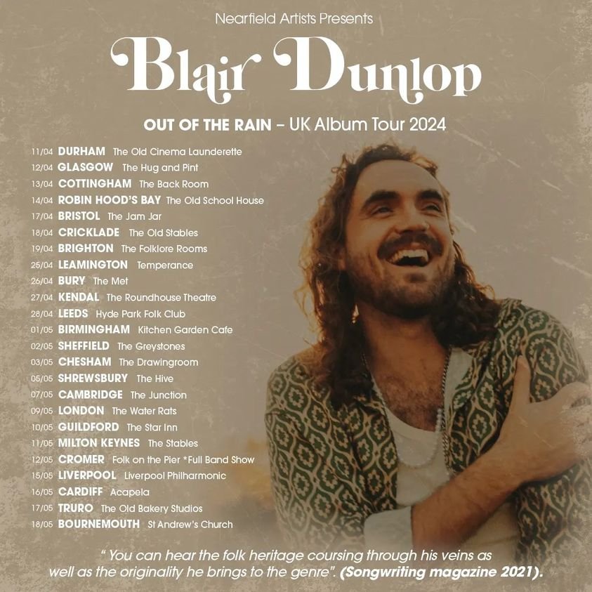 Blair Dunlop UK Tour Poster 2024 Blair Dunlop