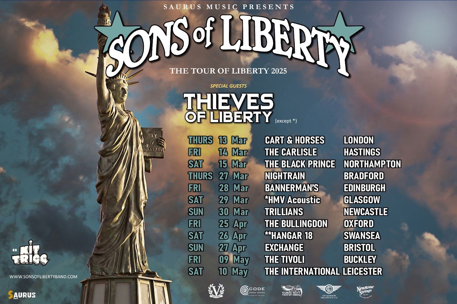Sons Of Liberty 2025 UK Tour Poster Sons Of Liberty
