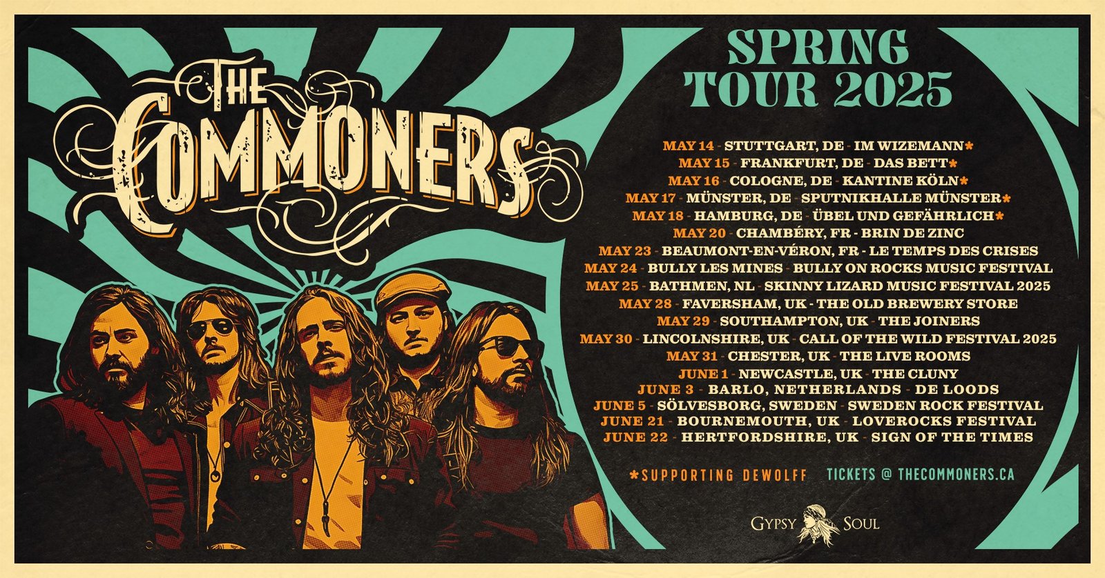 The Commoners_EU_UK_Spring 2025 Tour Poster_landscape The Commoners